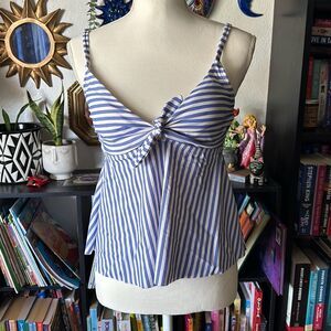 Time & Tru Size Medium Blue & white striped Tankini Swimsuit